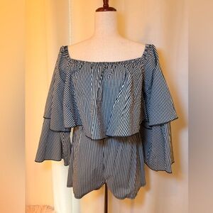 Missguided Black and White Striped Jumpsuit